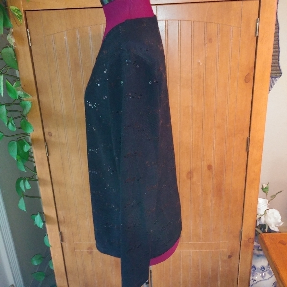 JM Collection Black Sequined Sweater & Shell - Picture 4 of 9
